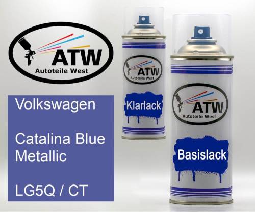 Volkswagen, Catalina Blue Metallic, LG5Q / CT: 400ml Sprühdose + 400ml Klarlack - Set, von ATW Autoteile West.